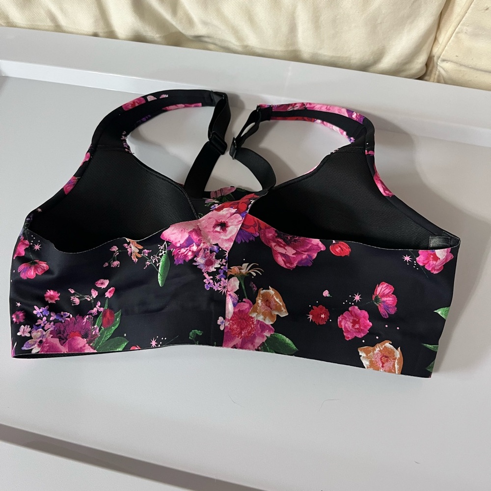 Victoria's Secret Black and Pink Floral Sports Bra - Picture 2 of 6